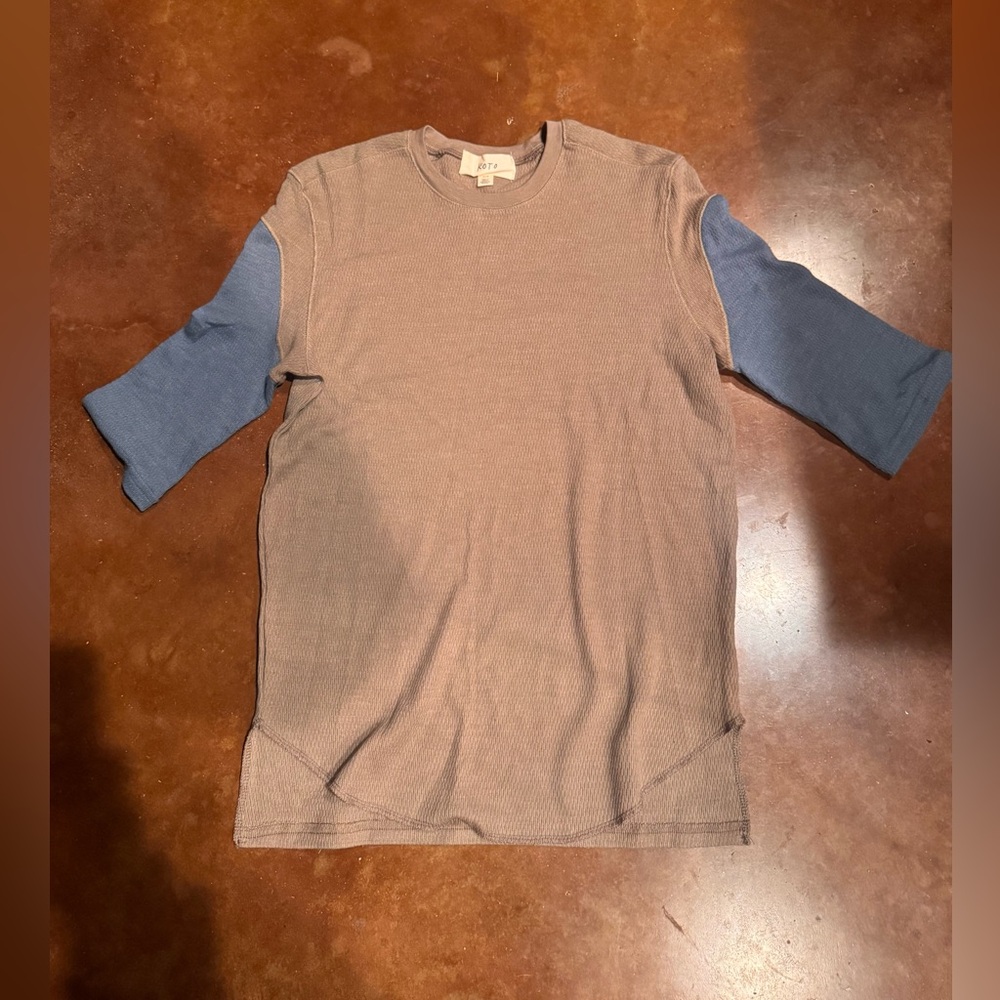 NWOT Koto Beige and Blue Shirt